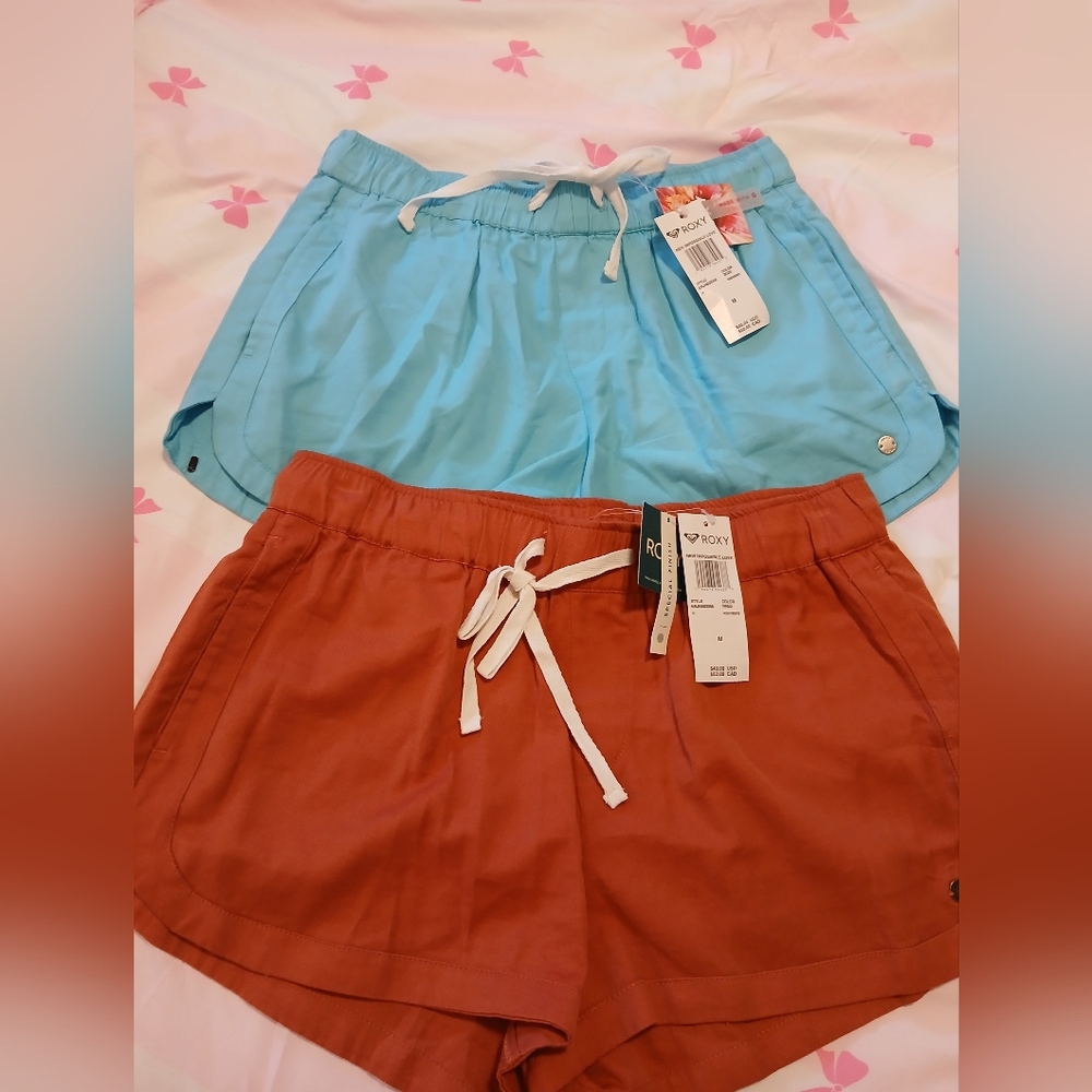 Roxy Women's Aqua and Rust Athletic Shorts...NWT... $35 For BOTH